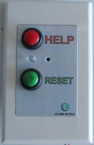 Front view of wireless help/reset call-point unit